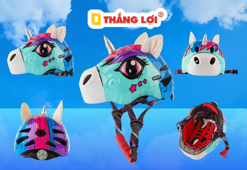 Nón bảo hiểm quà tặng cho trẻ em hình thú ngựa một sừng