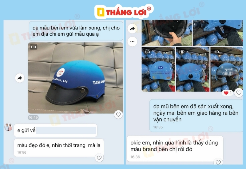 Đánh giá và phản hồi từ khách hàng khi sản xuất nón bảo hiểm tại Thắng Lợi