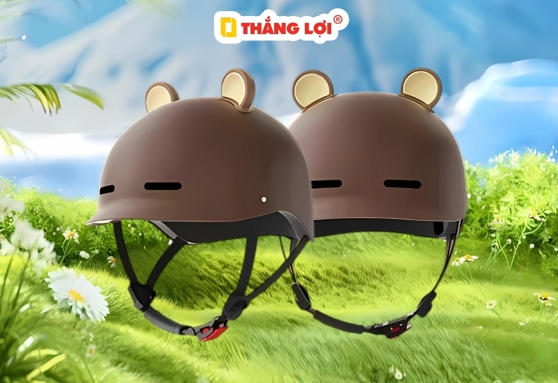 Mũ bảo hiểm tai gấu màu nâu