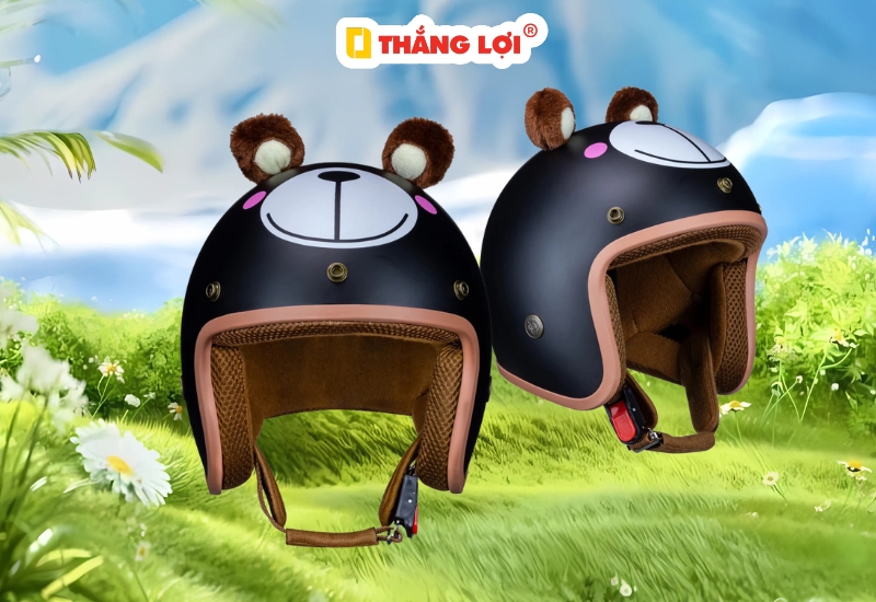 Nón bảo hiểm 3 phần 4 gấu brown