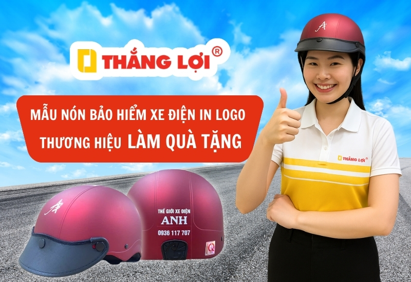 Mẫu nón bảo hiểm xe điện in logo thương hiệu làm quà tặng