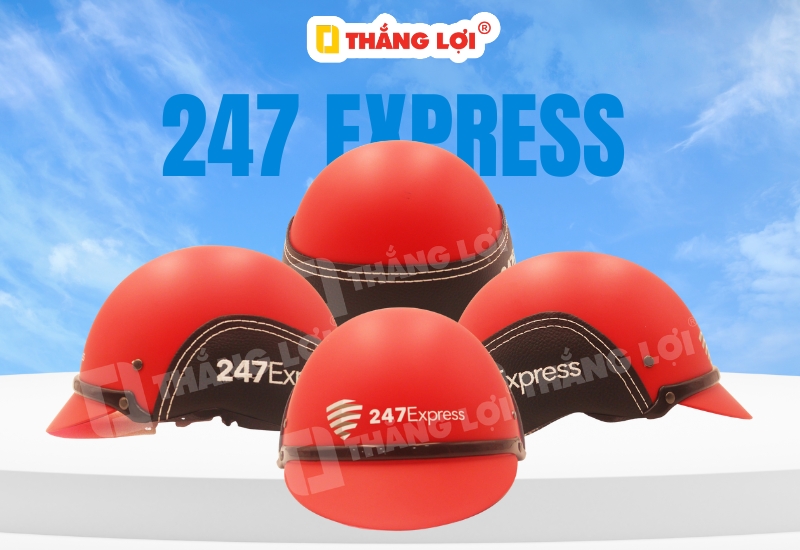 Nón bảo hiểm in logo đơn vị vận chuyển 247 Express