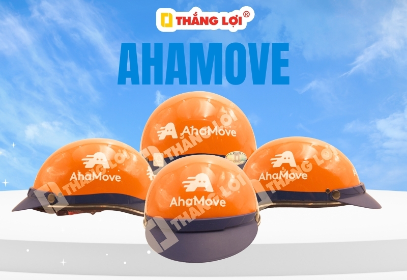Nón bảo hiểm in logo đơn vị vận chuyển Ahamove