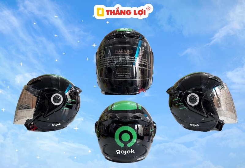Nón bảo hiểm in logo đơn vị vận chuyển Gojek
