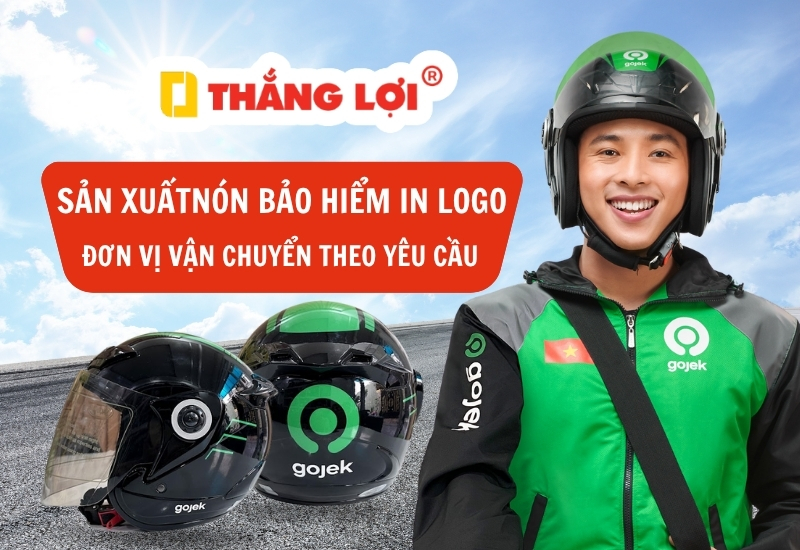 Mẫu nón bảo hiểm in logo đơn vị vận chuyển theo yêu cầu