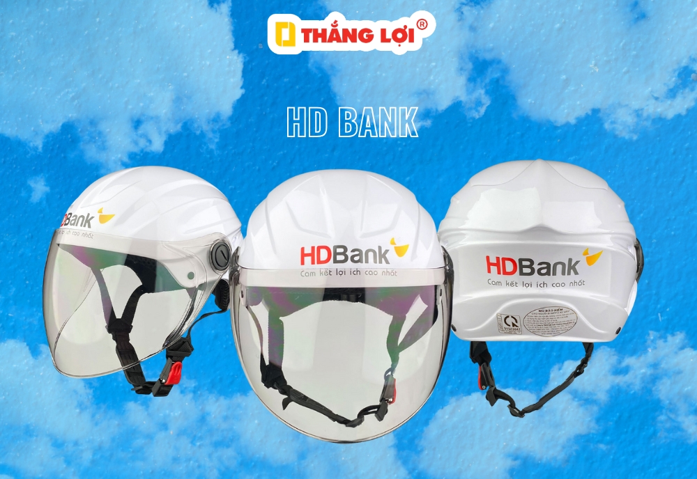 Nón bảo hiểm ngân hàng HD BANK màu trắng