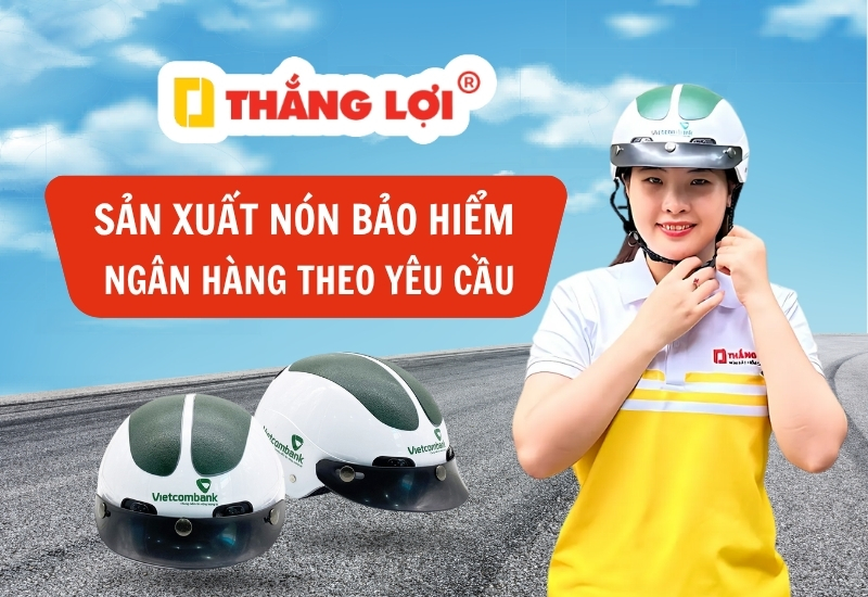 Sản xuất nón bảo hiểm ngân hàng in logo theo yêu cầu giá rẻ