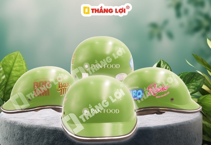 Nón bảo hiểm thương hiệu Pan Food màu xanh