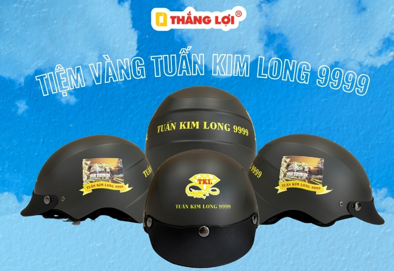 Nón bảo hiểm in logo tiệm vàng Tuấn Kim Long 9999
