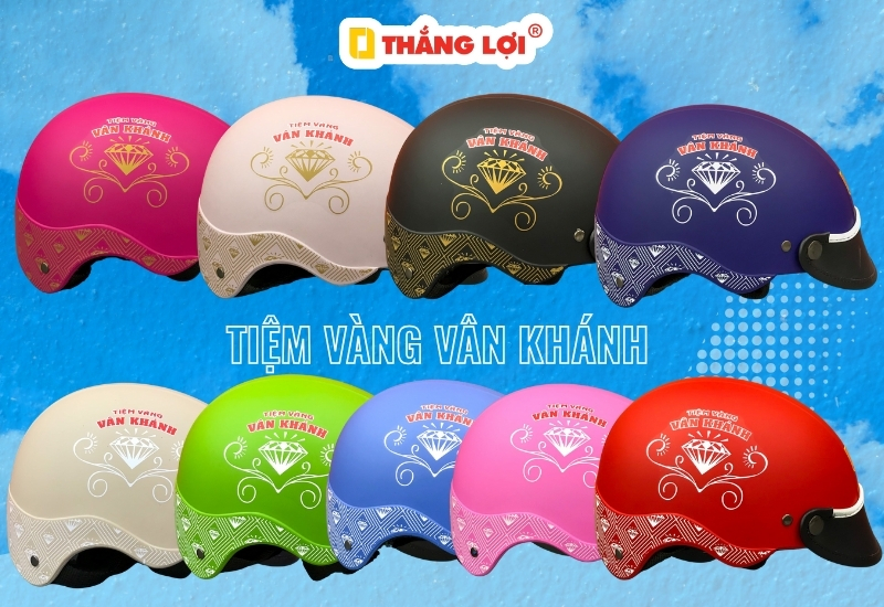 Nón bảo hiểm in logo tiệm vàng Vân Khánh