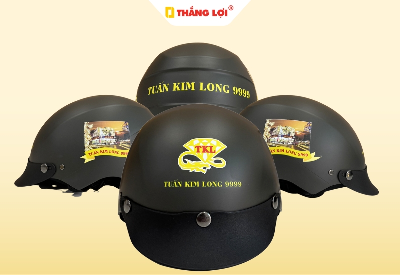 Nón bảo hiểm nửa đầu quà tặng thương hiệu vàng Tuấn Kim Long màu đen