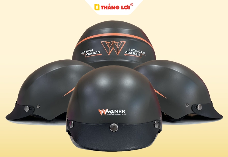 Nón bảo hiểm nửa đầu quà tặng thương hiệu WANEK màu đen mới nhất