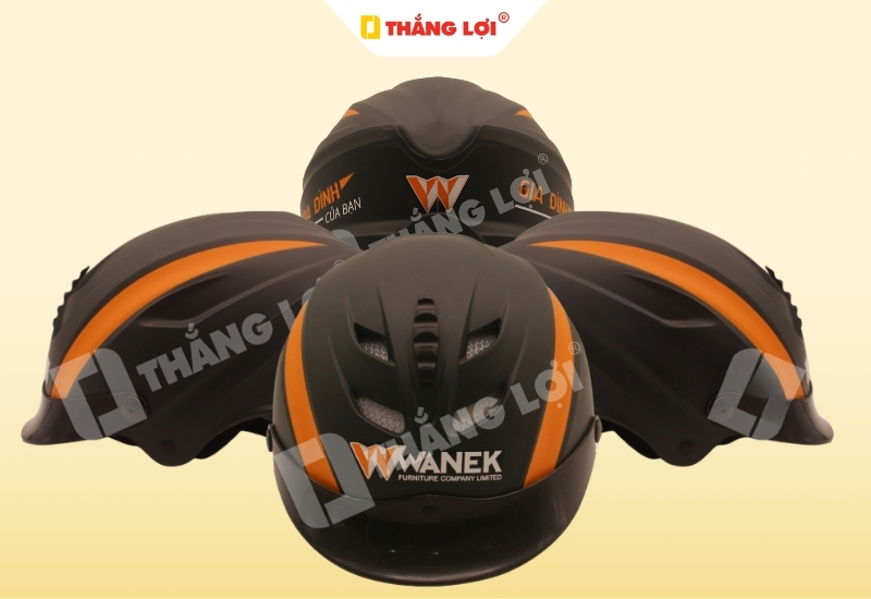 Nón bảo hiểm nửa đầu quà tặng thương hiệu WANEK màu đen