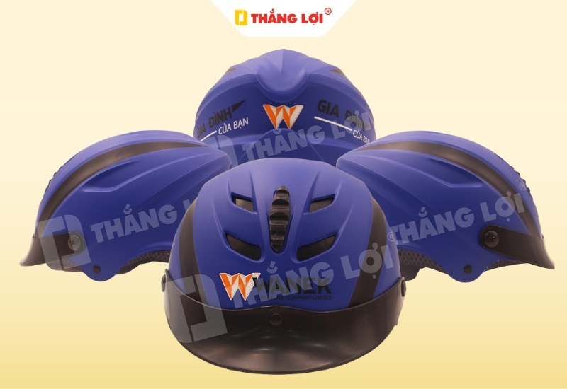 Nón bảo hiểm nửa đầu quà tặng thương hiệu WANEK màu xanh 