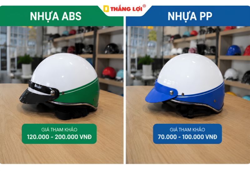 Giá nón bảo hiểm nhựa PP rẻ hơn nhiều so với nhựa ABS