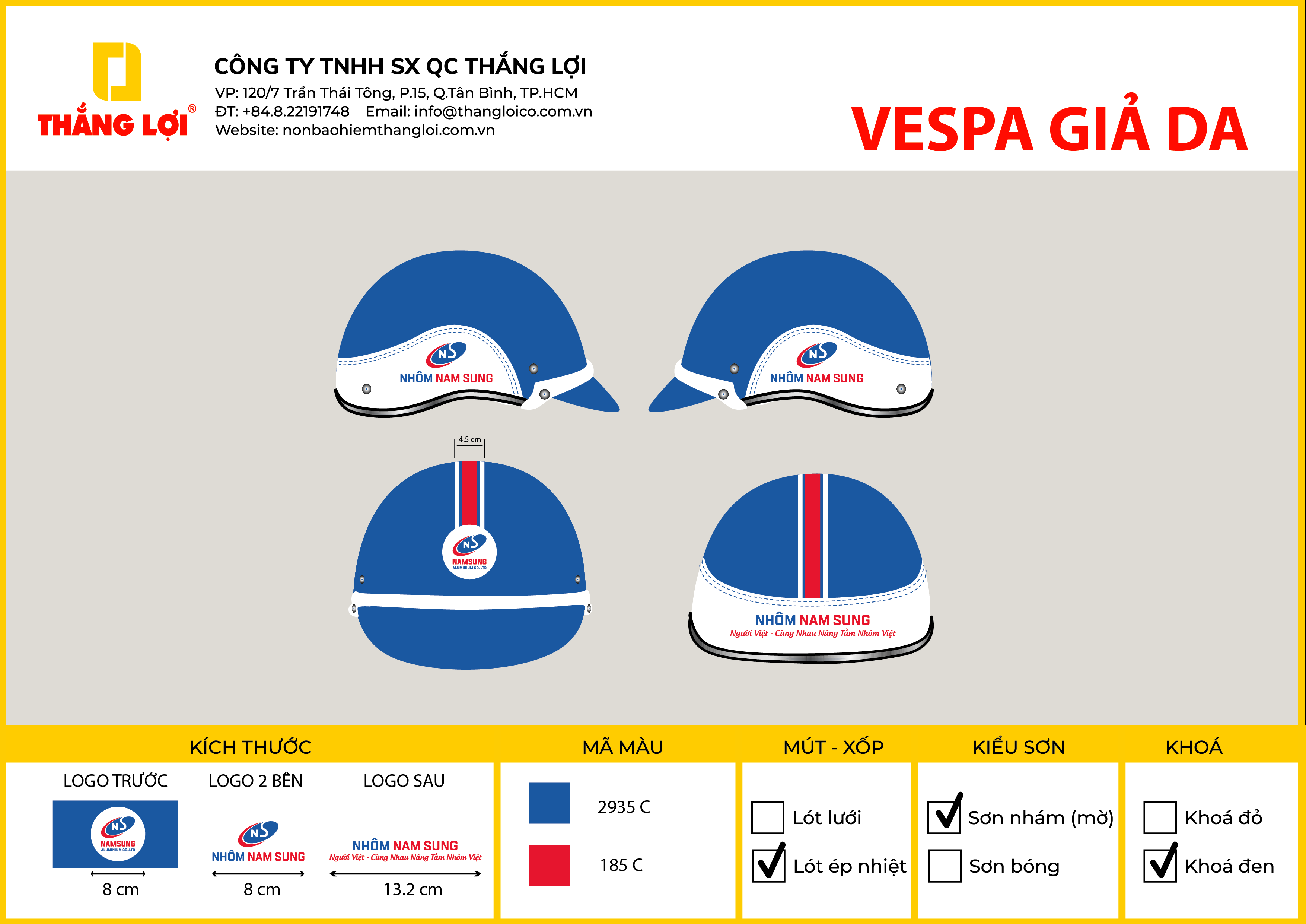 Thiết kế nón bảo hiểm theo yêu cầu Nhôm Nam Sung