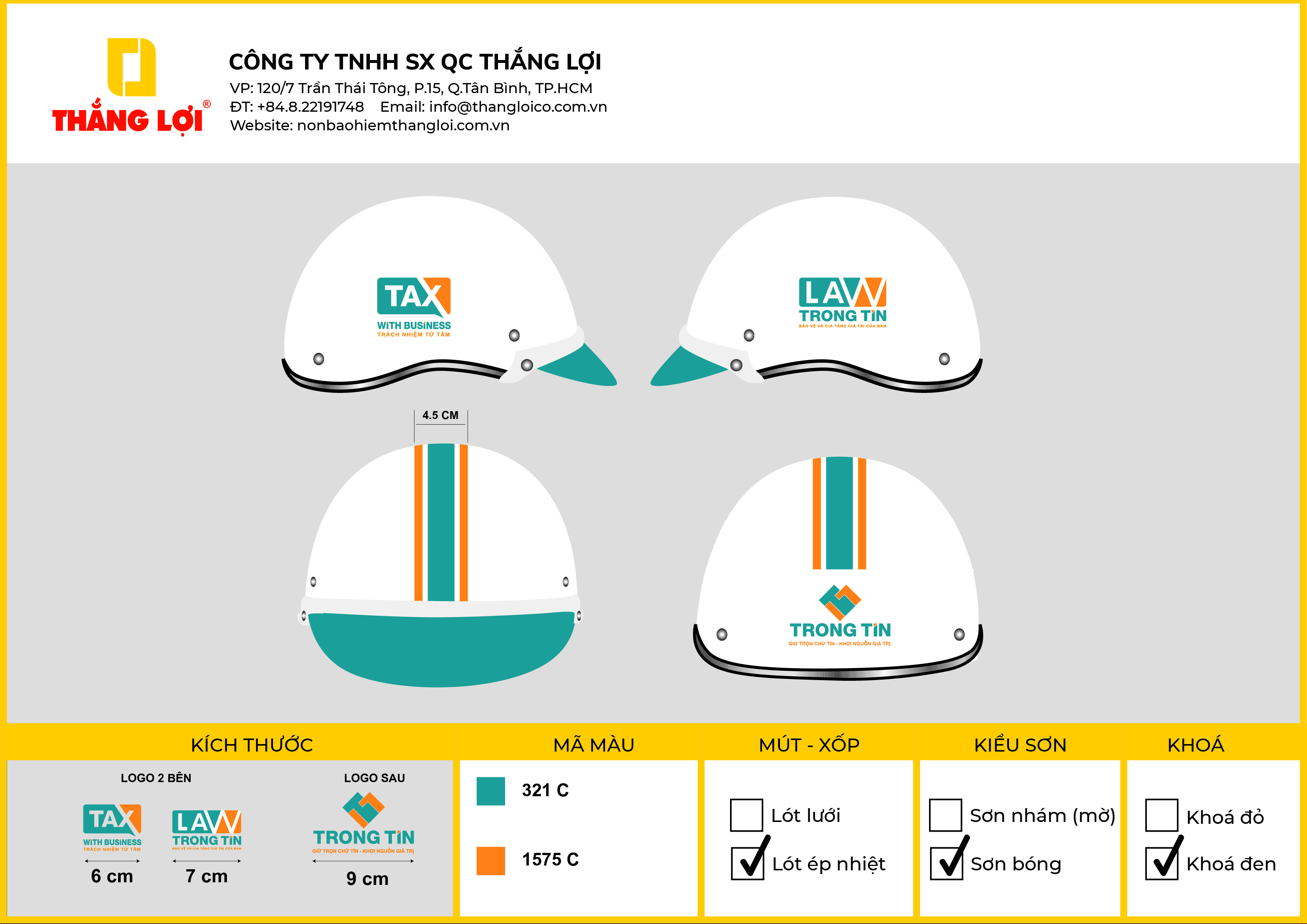 Thiết kế nón bảo hiểm theo yêu cầu công ty Trọng Tín