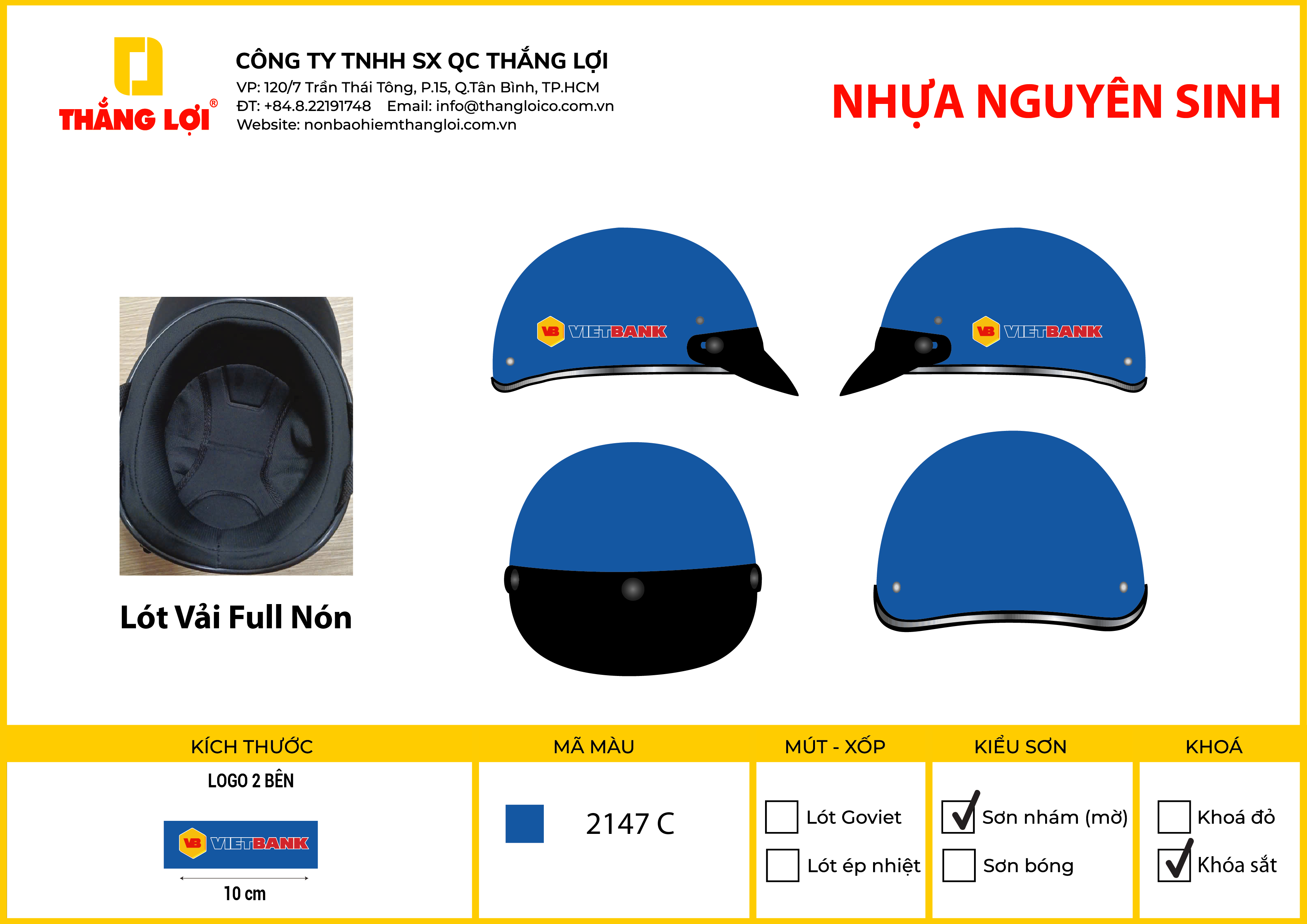 Thiết kế nón bảo hiểm theo yêu cầu ngân hàng Vietbank