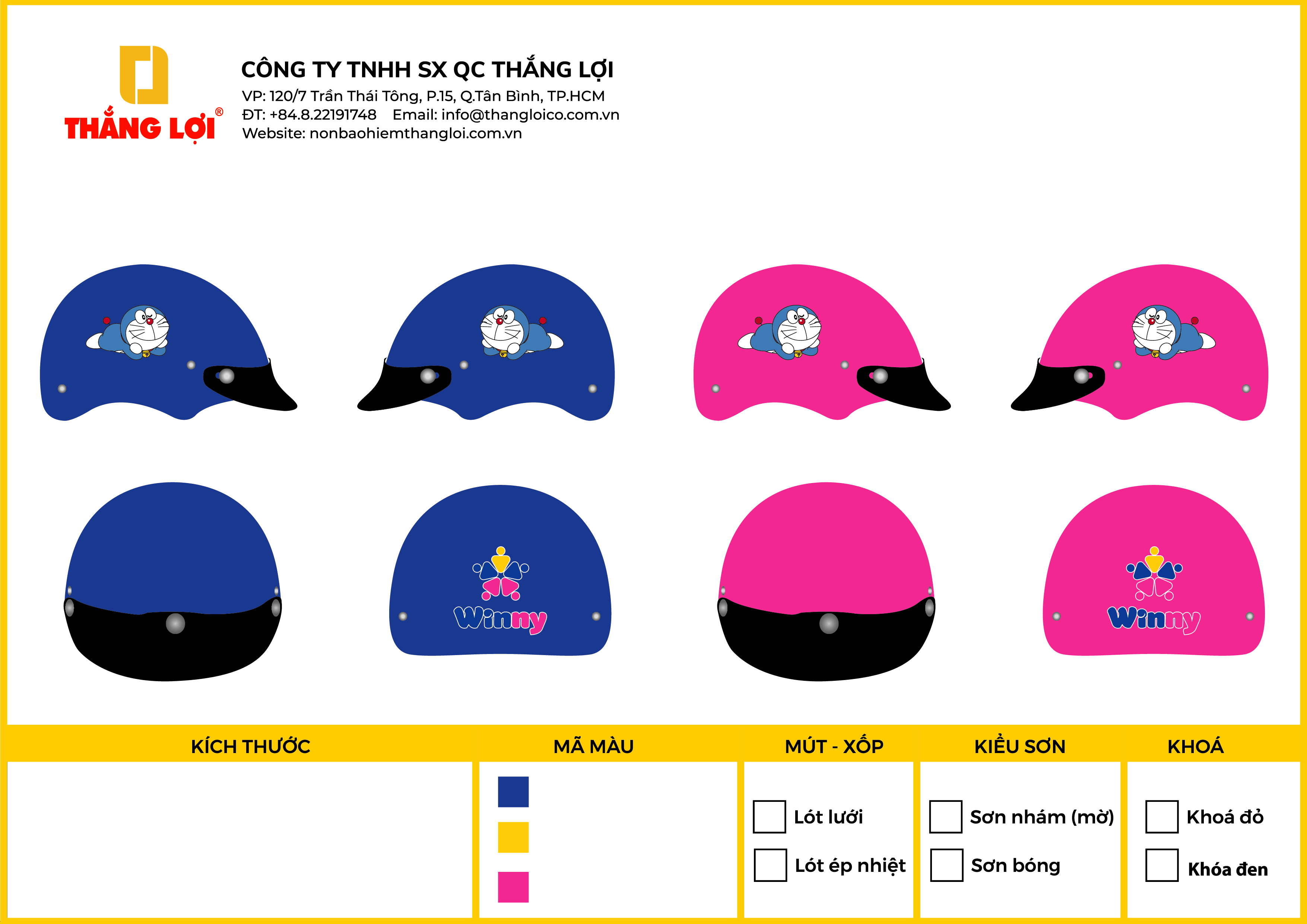 Thiết kế nón bảo hiểm theo yêu cầu Winny