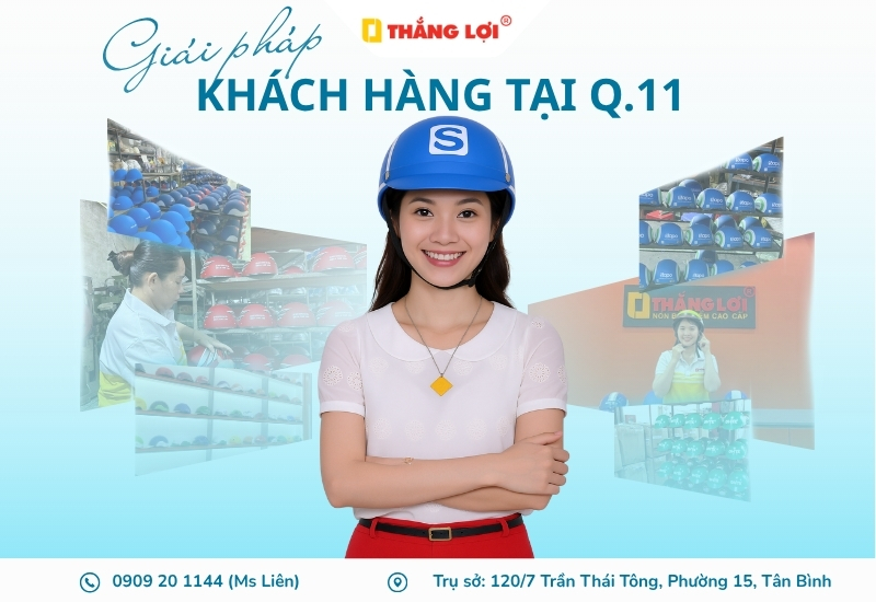 Giải pháp sản xuất nón bảo hiểm từ Thắng Lợi cho khách hàng tại quận 11