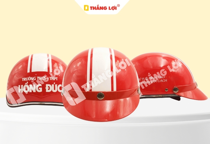 Nón bảo hiểm in logo cho học sinh trường THCS-THPT Hồng Đức