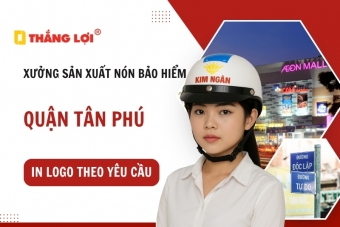 Xưởng sản xuất nón bảo hiểm quận Tân Phú in logo theo yêu cầu